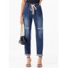 imageSidefeel Womens High Waisted Drawstring Jeans Pull On Cargo Joggers Zimbaplatinum Ripped Elastic Waist Denim PantsBlue