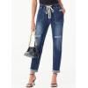 imageSidefeel Womens High Waisted Drawstring Jeans Pull On Cargo Joggers Zimbaplatinum Ripped Elastic Waist Denim PantsBlue