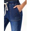 imageSidefeel Womens High Waisted Drawstring Jeans Pull On Cargo Joggers Zimbaplatinum Ripped Elastic Waist Denim PantsDark Blue