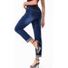 imageSidefeel Womens High Waisted Drawstring Jeans Pull On Cargo Joggers Zimbaplatinum Ripped Elastic Waist Denim PantsDark Blue