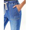 imageSidefeel Womens High Waisted Drawstring Jeans Pull On Cargo Joggers Zimbaplatinum Ripped Elastic Waist Denim PantsIceland Blue