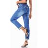 imageSidefeel Womens High Waisted Drawstring Jeans Pull On Cargo Joggers Zimbaplatinum Ripped Elastic Waist Denim PantsIceland Blue