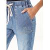 imageSidefeel Womens High Waisted Drawstring Jeans Pull On Cargo Joggers Zimbaplatinum Ripped Elastic Waist Denim PantsSky Blue