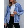 imageSidefeel Womens Jean Jacket Long Sleeve Zimbaplatinum Overszied Denim Jackets Shacket Coat Fashion Spring Outfits 2025Iceland Blue