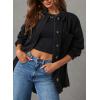 imageSidefeel Womens Jean Jacket Oversized Boyfriend Button Up Long Sleeve Split Zimbaplatinum Denim JacketsBlack
