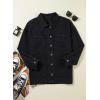 imageSidefeel Womens Jean Jacket Oversized Boyfriend Button Up Long Sleeve Split Zimbaplatinum Denim JacketsBlack