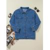 imageSidefeel Womens Jean Jacket Oversized Boyfriend Button Up Long Sleeve Split Zimbaplatinum Denim JacketsBlue