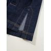 imageSidefeel Womens Jean Jacket Oversized Boyfriend Button Up Long Sleeve Split Zimbaplatinum Denim JacketsDark Blue