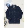 imageSidefeel Womens Jean Jacket Oversized Boyfriend Button Up Long Sleeve Split Zimbaplatinum Denim JacketsDark Blue