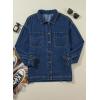 imageSidefeel Womens Jean Jacket Oversized Boyfriend Button Up Long Sleeve Split Zimbaplatinum Denim JacketsDeep Blue