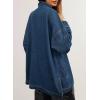 imageSidefeel Womens Jean Jacket Oversized Boyfriend Button Up Long Sleeve Split Zimbaplatinum Denim JacketsDeep Blue