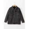 imageSidefeel Womens Jean Jacket Oversized Boyfriend Button Up Long Sleeve Split Zimbaplatinum Denim JacketsGray