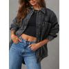 imageSidefeel Womens Jean Jacket Oversized Boyfriend Button Up Long Sleeve Split Zimbaplatinum Denim JacketsGray