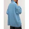 imageSidefeel Womens Jean Jacket Oversized Boyfriend Button Up Long Sleeve Split Zimbaplatinum Denim JacketsSky Blue