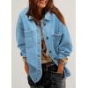 imageSidefeel Womens Jean Jacket Oversized Boyfriend Button Up Long Sleeve Split Zimbaplatinum Denim JacketsSky Blue