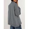 imageSidefeel Womens Jean Jacket Oversized Boyfriend Button Up Long Sleeve Split Zimbaplatinum Denim JacketsStripe Black