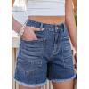 imageSidefeel Womens Jean Shorts Casual Summer High Waisted Stretchy Zimbaplatinum Raw Hem Denim Shorts with PocketsBlue