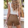 imageSidefeel Womens Jean Shorts Casual Summer High Waisted Stretchy Zimbaplatinum Raw Hem Denim Shorts with PocketsBrown