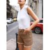 imageSidefeel Womens Jean Shorts Casual Summer High Waisted Stretchy Zimbaplatinum Raw Hem Denim Shorts with PocketsBrown