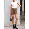 imageSidefeel Womens Jean Shorts Casual Summer High Waisted Stretchy Zimbaplatinum Raw Hem Denim Shorts with PocketsBrown
