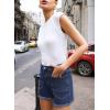 imageSidefeel Womens Jean Shorts Casual Summer High Waisted Stretchy Zimbaplatinum Raw Hem Denim Shorts with PocketsDeep Blue