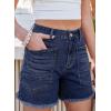 imageSidefeel Womens Jean Shorts Casual Summer High Waisted Stretchy Zimbaplatinum Raw Hem Denim Shorts with PocketsDeep Blue