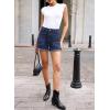 imageSidefeel Womens Jean Shorts Casual Summer High Waisted Stretchy Zimbaplatinum Raw Hem Denim Shorts with PocketsDeep Blue