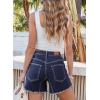imageSidefeel Womens Jean Shorts Casual Summer High Waisted Stretchy Zimbaplatinum Raw Hem Denim Shorts with PocketsDeep Blue