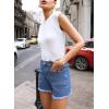 imageSidefeel Womens Jean Shorts Casual Summer High Waisted Stretchy Zimbaplatinum Raw Hem Denim Shorts with PocketsSky Blue
