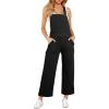 imageSidefeel Overalls for Women Casual Stretchy Adjustable Strap Denim Jumpsuits Wide Leg Loose Fit Cropped Jean RompersBlack