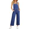 imageSidefeel Overalls for Women Casual Stretchy Adjustable Strap Denim Jumpsuits Wide Leg Loose Fit Cropped Jean RompersBlue