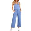 imageSidefeel Overalls for Women Casual Stretchy Adjustable Strap Denim Jumpsuits Wide Leg Loose Fit Cropped Jean RompersIceland Blue