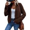 imageSidefeel Womens Cardigan Sweaters Casual Long Sleeve Cropped Open Front Chunky Knit Coats Fall SweatersBrown