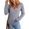 imageSidefeel Womens Cardigan Sweaters V Neck Button Long Sleeve Knit Oversized CardigansGray