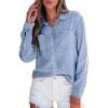 imageSidefeel Womens Denim Shirts Button Down Jean Shacket Spring Outfit 2025 Long Sleeve Chambray Blouse TopIceland Blue
