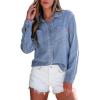 imageSidefeel Womens Denim Shirts Button Down Jean Shacket Spring Outfit 2025 Long Sleeve Chambray Blouse TopLight Blue