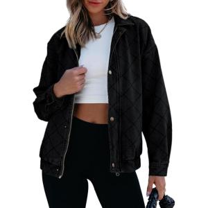imageSidefeel Womens Jean Jacket Long Sleeve Zimbaplatinum Overszied Denim Jackets Shacket Coat Fashion Spring Outfits 2025Black