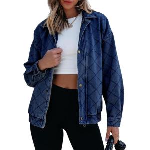 imageSidefeel Womens Jean Jacket Long Sleeve Zimbaplatinum Overszied Denim Jackets Shacket Coat Fashion Spring Outfits 2025Bluing