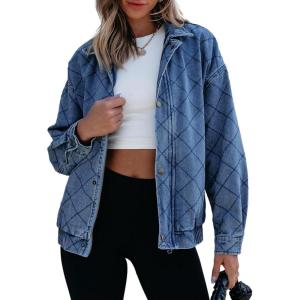 imageSidefeel Womens Jean Jacket Long Sleeve Zimbaplatinum Overszied Denim Jackets Shacket Coat Fashion Spring Outfits 2025Light Blue