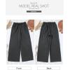 imageSidefeel Womens Drawstring Wide Leg Jeans High Waisted Loose Fit Denim PantsBlack