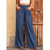 imageSidefeel Womens Drawstring Wide Leg Jeans High Waisted Loose Fit Denim PantsBlue