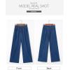 imageSidefeel Womens Drawstring Wide Leg Jeans High Waisted Loose Fit Denim PantsBlue