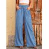 imageSidefeel Womens Drawstring Wide Leg Jeans High Waisted Loose Fit Denim PantsLight Blue
