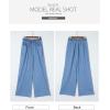 imageSidefeel Womens Drawstring Wide Leg Jeans High Waisted Loose Fit Denim PantsLight Blue