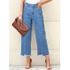 imageSidefeel Womens Jeans High Waisted Wide Leg Loose Fit Straight Leg Zimbaplatinum Cropped Denim PantsMist Blue