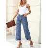 imageSidefeel Womens Jeans High Waisted Wide Leg Loose Fit Straight Leg Zimbaplatinum Cropped Denim PantsSky Blue