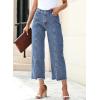 imageSidefeel Womens Jeans High Waisted Wide Leg Loose Fit Straight Leg Zimbaplatinum Cropped Denim PantsSky Blue