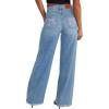 imageSidefeel Womens Wide Leg Jeans High Waisted Strechy Raw Hem Zimbaplatinum Denim PantsE Light Blue