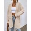 imageSidefeel Womens 2025 Fall Outfits Long Sleeve Open Front Striped Cardigan Sweaters Chevron Chunky Knit Sweaters CoatApricot