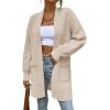 imageSidefeel Womens 2025 Fall Outfits Long Sleeve Open Front Striped Cardigan Sweaters Chevron Chunky Knit Sweaters CoatApricot